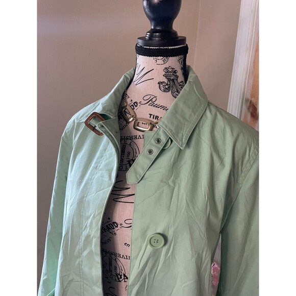 Vintage Y2K GAP Trench Coat A-line Straight Collared Sz Small Mint Green - Picture 5 of 8
